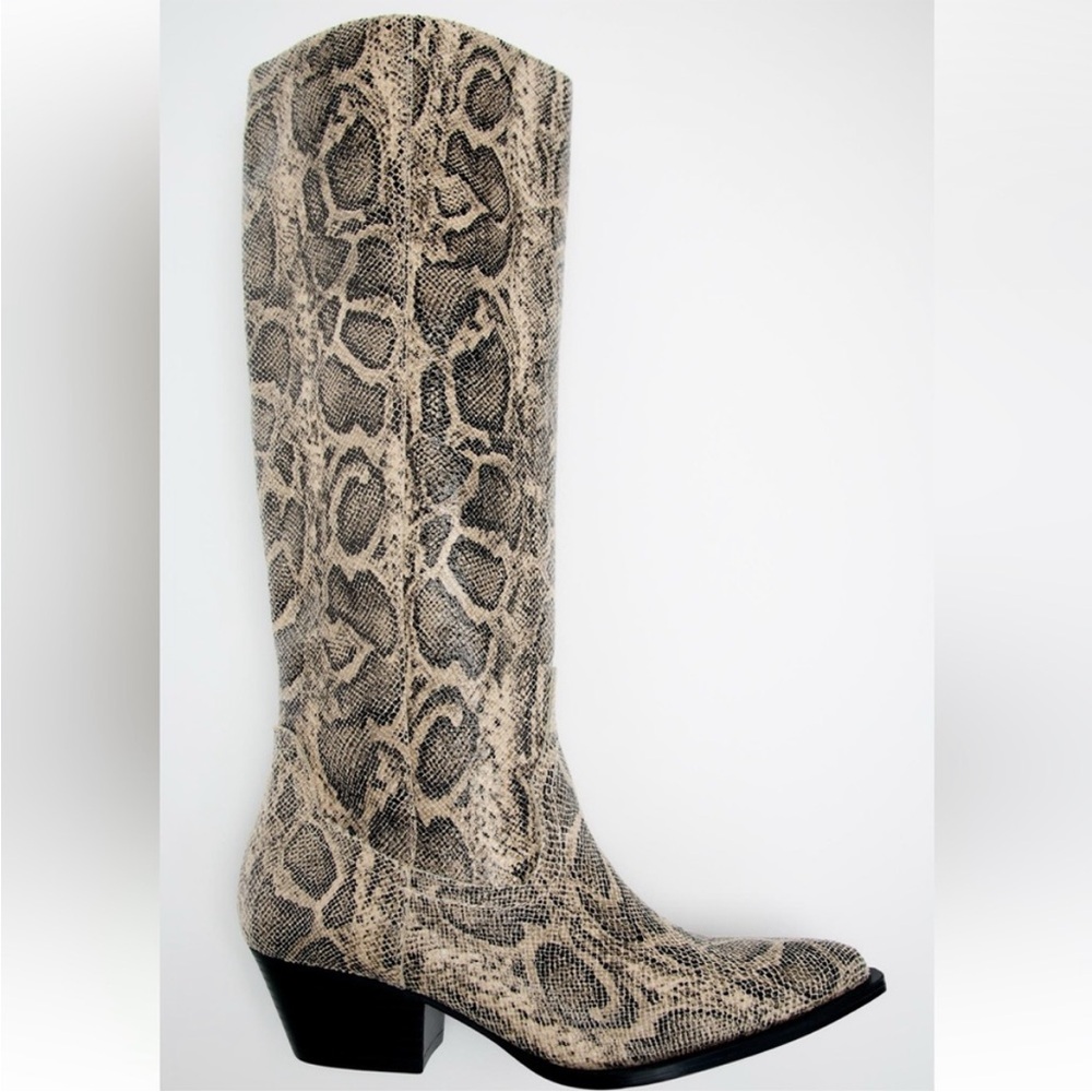 Zara Snakeskin Knee-High Boots - Picture 5 of 13